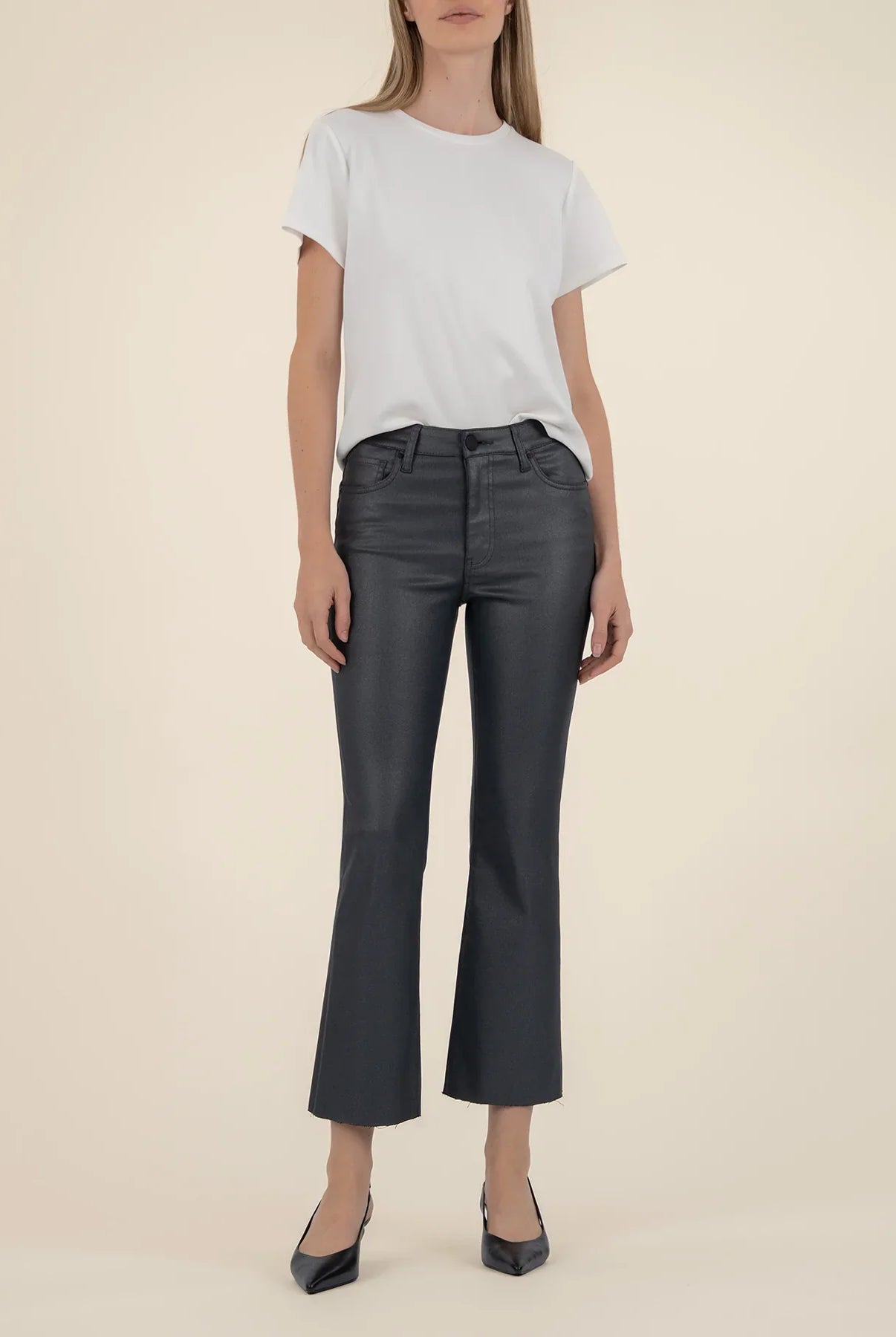 KUT FROM THE KLOTH Kelsey High Rise Ankle Flare with Raw Hem in Silver Bell-Jeans-Kut from the Kloth-Deja Nu Boutique, Women's Fashion Boutique in Lampasas, Texas