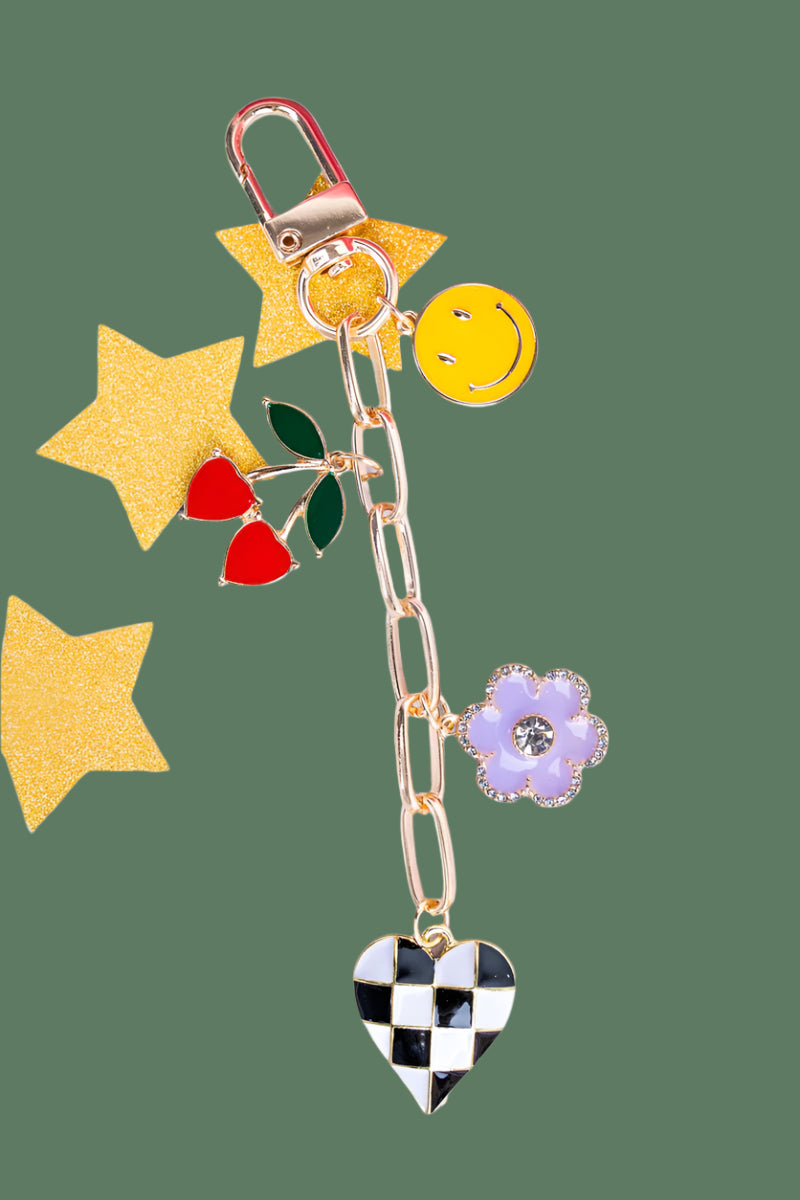 Kenze Panne Checkered Heart and Cherry Bag Charms-Handbags, Wallets & Cases-Kenze Panne-Deja Nu Boutique, Women's Fashion Boutique in Lampasas, Texas