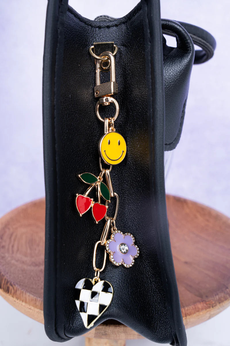 Kenze Panne Checkered Heart and Cherry Bag Charms-Handbags, Wallets & Cases-Kenze Panne-Deja Nu Boutique, Women's Fashion Boutique in Lampasas, Texas