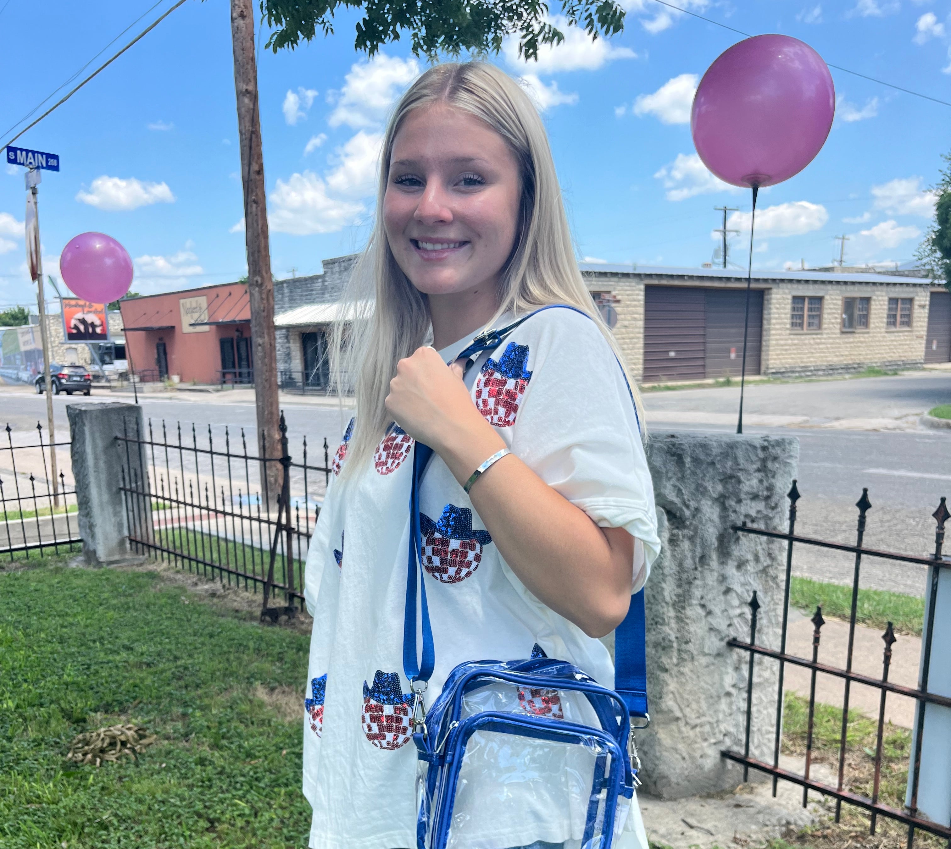 Kenze Panne Royal Blue Clear Crossbody Purse-Handbags, Wallets & Cases-Kenze Panne-Deja Nu Boutique, Women's Fashion Boutique in Lampasas, Texas