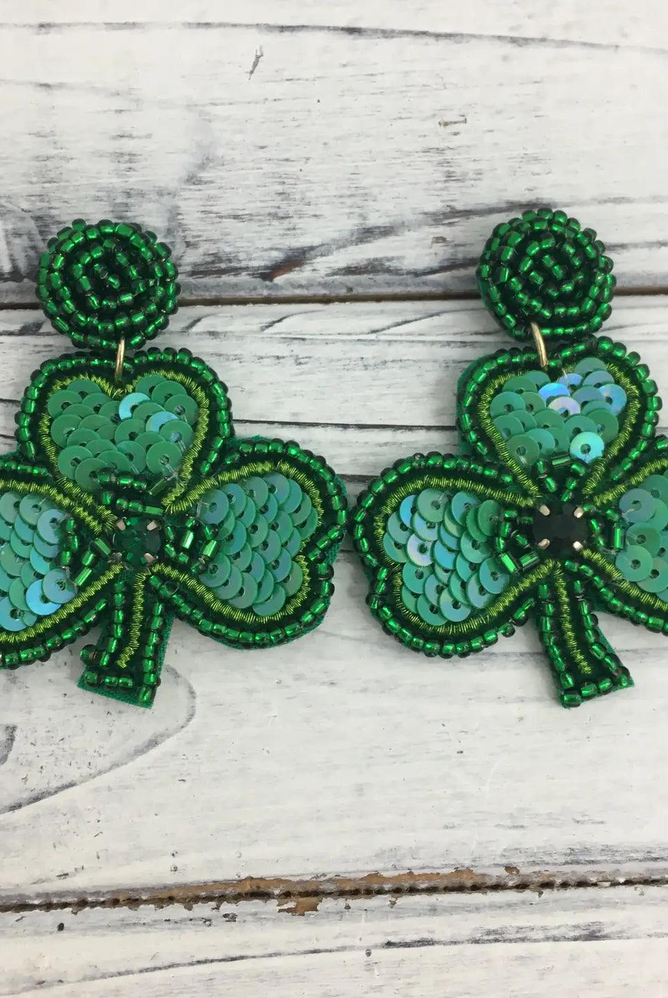 Kenze Panne Saint Patrick's Day Shamrock Beaded Earrings-Earrings-Kenze Panne-Deja Nu Boutique, Women's Fashion Boutique in Lampasas, Texas