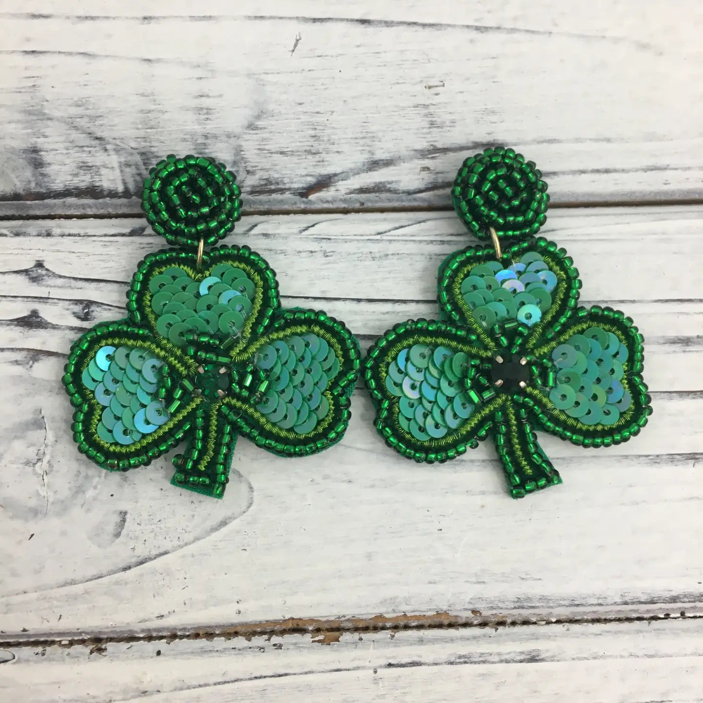 Kenze Panne Saint Patrick's Day Shamrock Beaded Earrings-Earrings-Kenze Panne-Deja Nu Boutique, Women's Fashion Boutique in Lampasas, Texas