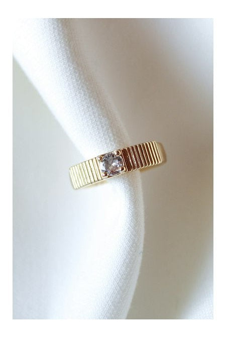 Kinsey Designs Quinn Accordion Gold Ring With CZ-Rings-Kinsey Designs-Deja Nu Boutique, Women's Fashion Boutique in Lampasas, Texas