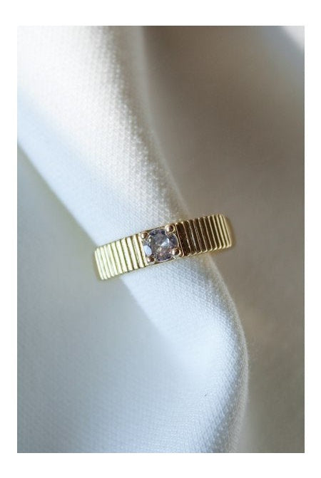 Kinsey Designs Quinn Accordion Gold Ring With CZ-Rings-Kinsey Designs-Deja Nu Boutique, Women's Fashion Boutique in Lampasas, Texas