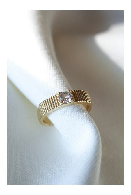 Kinsey Designs Quinn Accordion Gold Ring With CZ-Rings-Kinsey Designs-Deja Nu Boutique, Women's Fashion Boutique in Lampasas, Texas