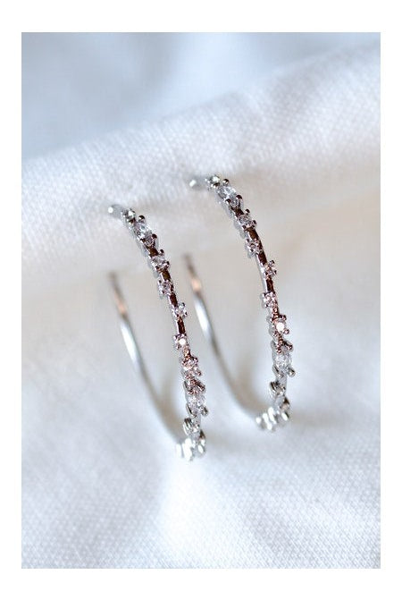 Kinsey Designs Silver Large Chase Hoop Earring With Cubic Zirconia-Earrings-Kinsey Designs-Deja Nu Boutique, Women's Fashion Boutique in Lampasas, Texas