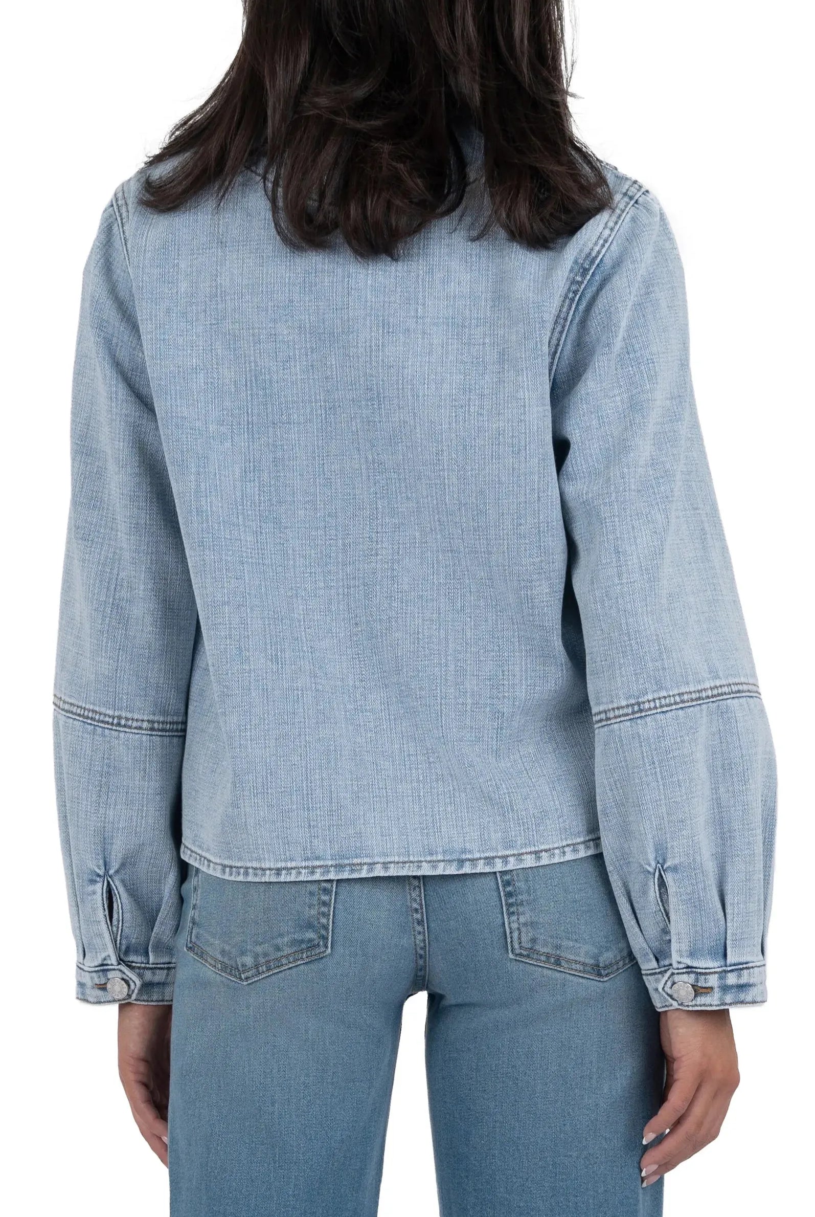 Kut From The Kloth Bailey Button Front Denim Jacket – Light Wash-Jackets-Kut from the Kloth-Deja Nu Boutique, Women's Fashion Boutique in Lampasas, Texas