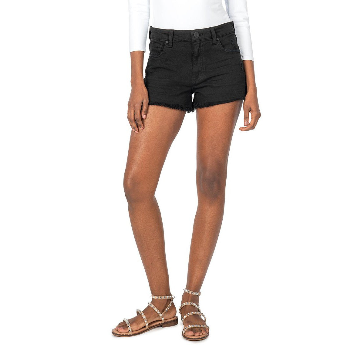 Kut From The Kloth Jane High Rise Long Short With Fray Hem-Bottoms-Kut from the Kloth-Deja Nu Boutique, Women's Fashion Boutique in Lampasas, Texas