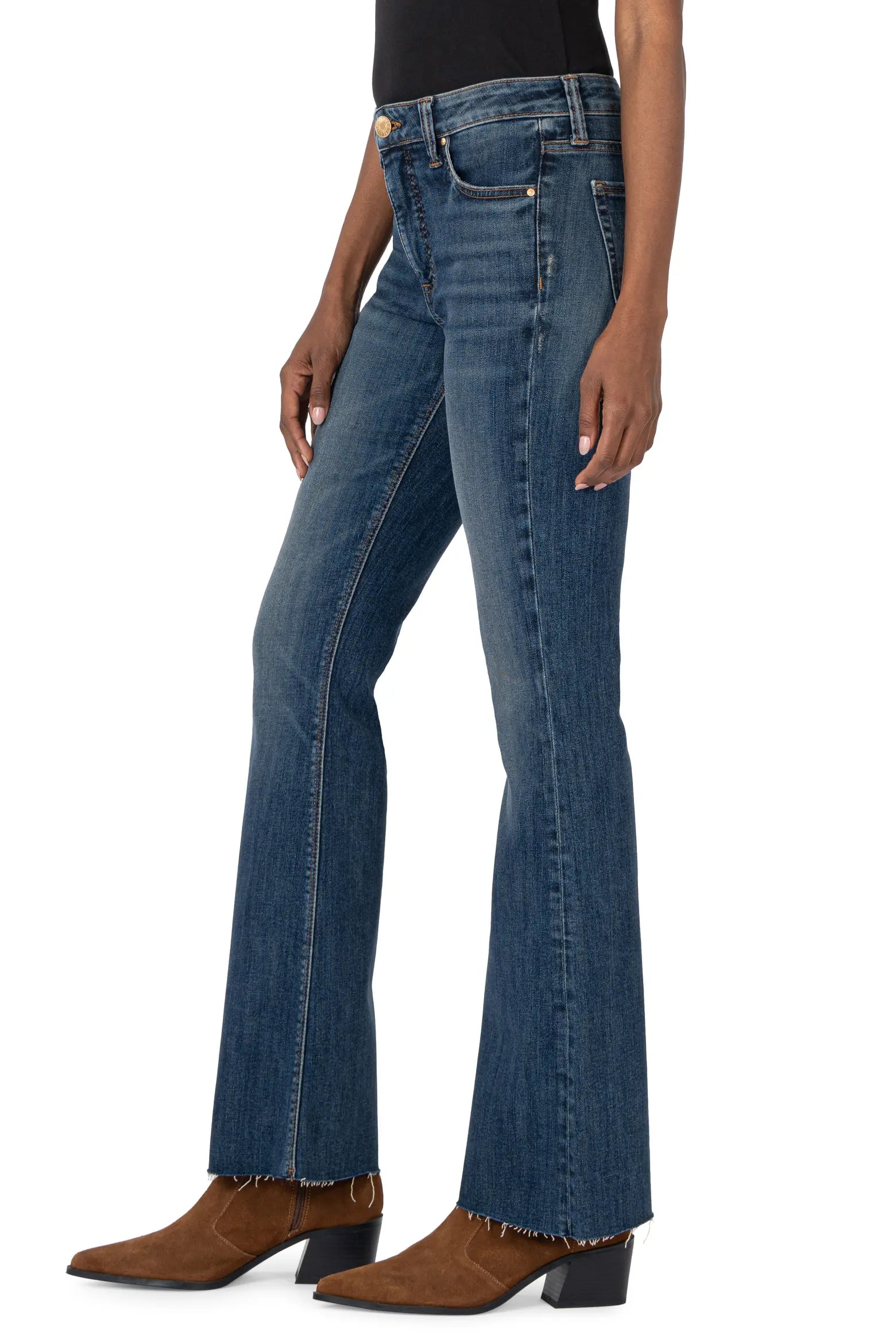 Kut From The Kloth Stella High Rise Fab Ab Flare With Raw Hem In Decent-Jeans-Kut from the Kloth-Deja Nu Boutique, Women's Fashion Boutique in Lampasas, Texas