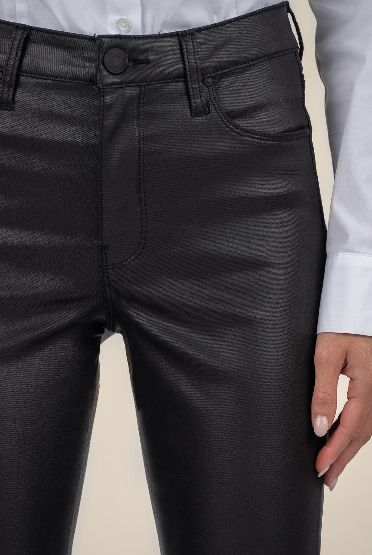 Kut From The Kloth Ana High Rise Fab Ab Flare-Baby Dn All Over Black Coated-Jeans-Kut from the Kloth-Deja Nu Boutique, Women's Fashion Boutique in Lampasas, Texas