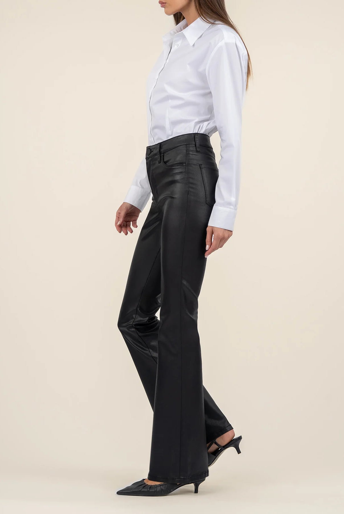 Kut From The Kloth Ana High Rise Fab Ab Flare-Baby Dn All Over Black Coated-Jeans-Kut from the Kloth-Deja Nu Boutique, Women's Fashion Boutique in Lampasas, Texas