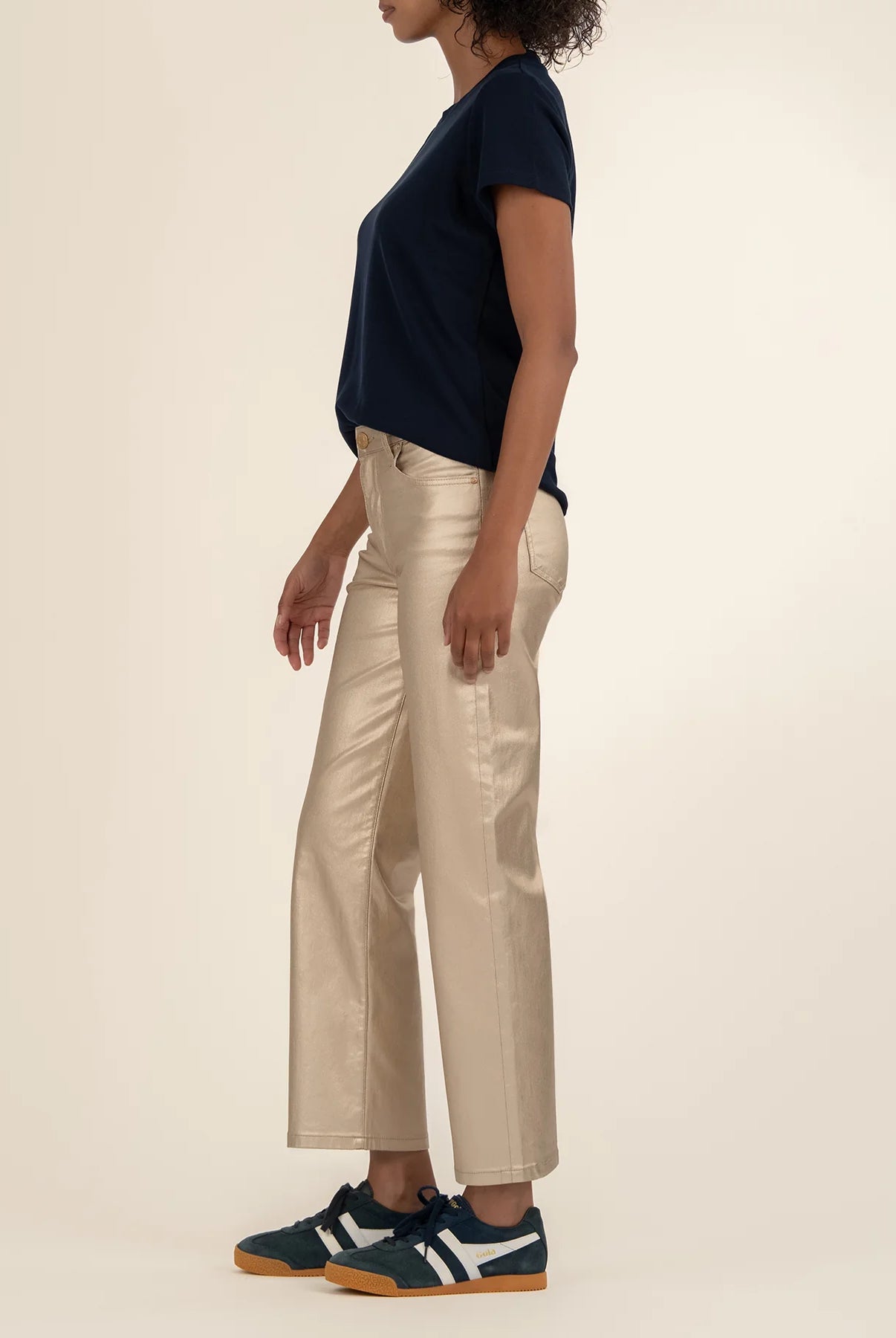 Kut from the Kloth Charlotte High Rise Wide Leg in Gold-Jeans-Kut from the Kloth-Deja Nu Boutique, Women's Fashion Boutique in Lampasas, Texas