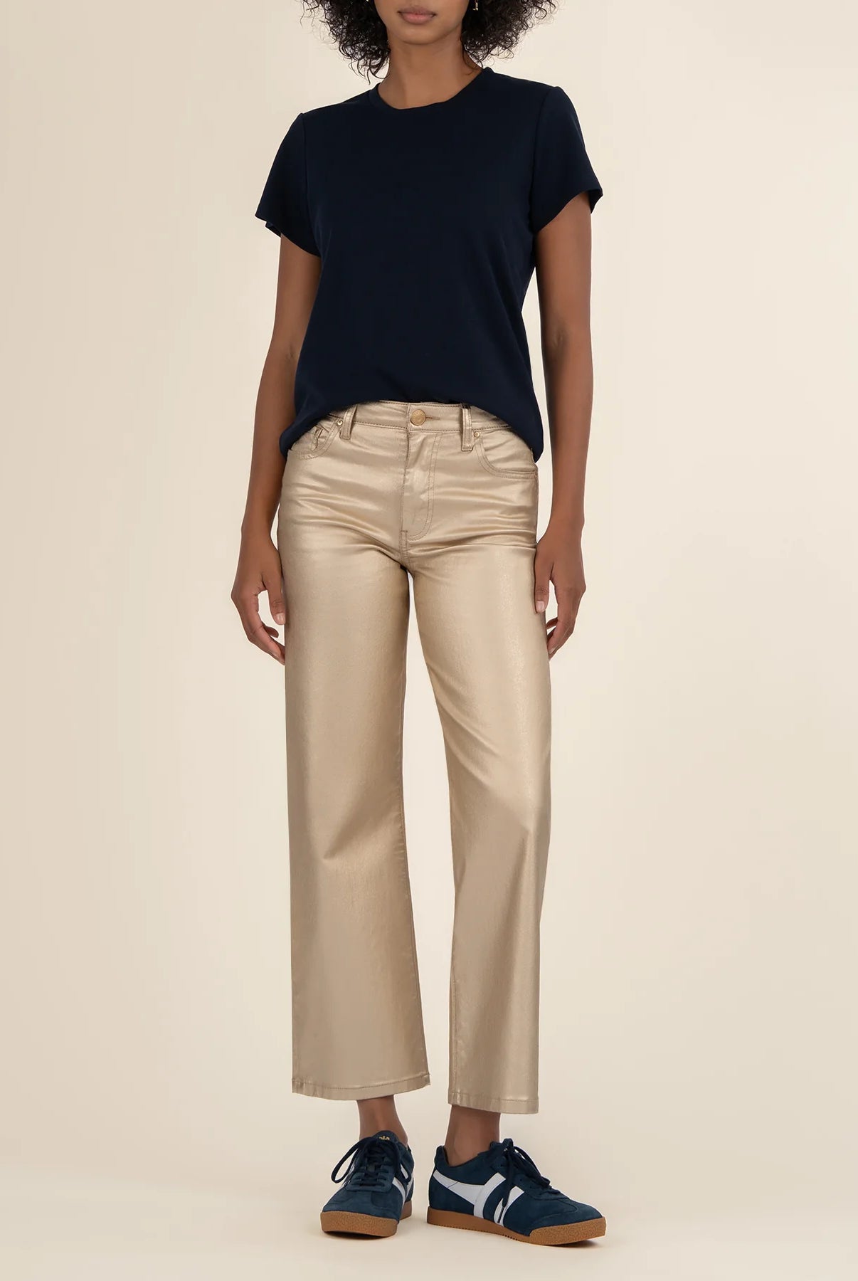 Kut from the Kloth Charlotte High Rise Wide Leg in Gold-Jeans-Kut from the Kloth-Deja Nu Boutique, Women's Fashion Boutique in Lampasas, Texas