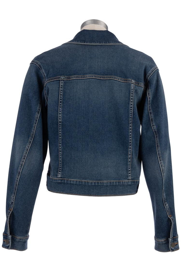 Kut from the Kloth Julia Crop Denim Jacket – Classic Dark Wash Stretch Jean Jacket-Jackets-Kut from the Kloth-Deja Nu Boutique, Women's Fashion Boutique in Lampasas, Texas