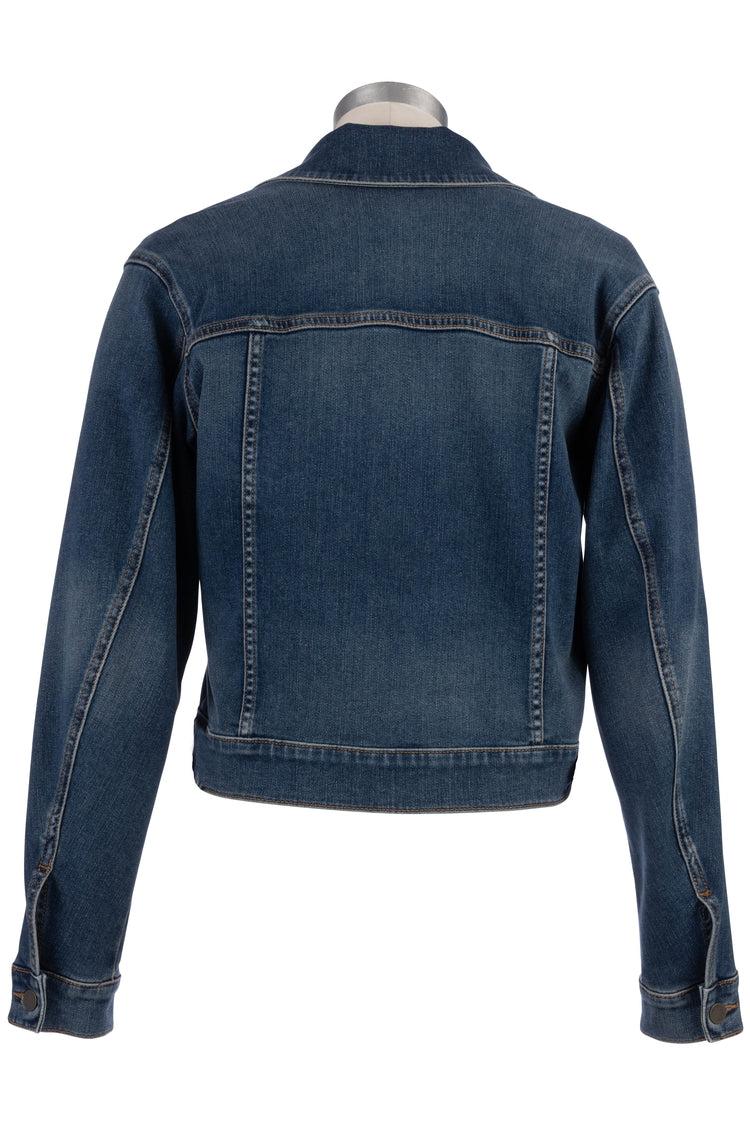 Kut from the Kloth Julia Crop Denim Jacket – Classic Dark Wash Stretch Jean Jacket-Jackets-Kut from the Kloth-Deja Nu Boutique, Women's Fashion Boutique in Lampasas, Texas