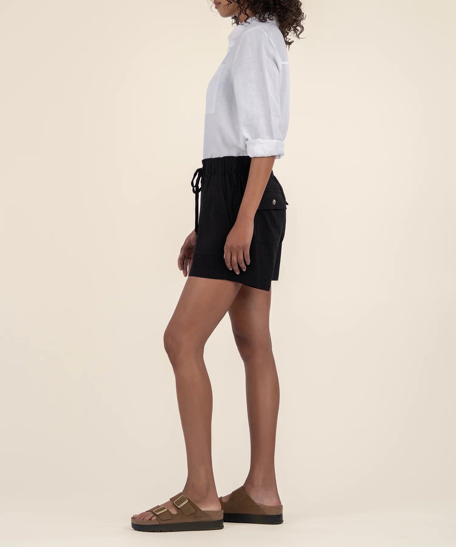 Kut from the Kloth Katana High Rise Drawstring Shorts - Black-Bottoms-Kut from the Kloth-Deja Nu Boutique, Women's Fashion Boutique in Lampasas, Texas