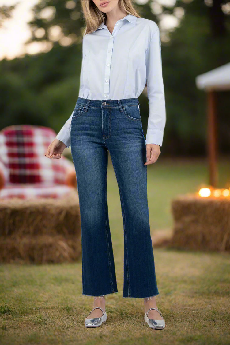 Kut from the Kloth Kelsey High Rise Fab Ab Ankle Flare Jeans – Royal Denim-Jeans-Kut from the Kloth-Deja Nu Boutique, Women's Fashion Boutique in Lampasas, Texas