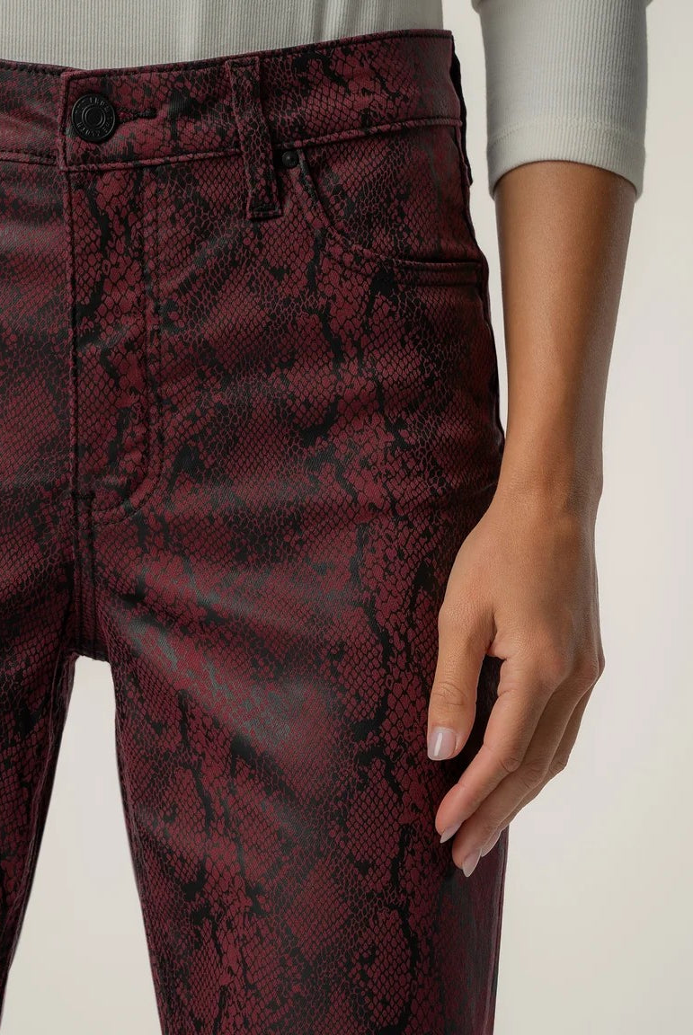 Kut from the Kloth Kelsey High Rise Fab Ab Ankle Flare Jeans in Burgundy-Jeans-Kut from the Kloth-Deja Nu Boutique, Women's Fashion Boutique in Lampasas, Texas