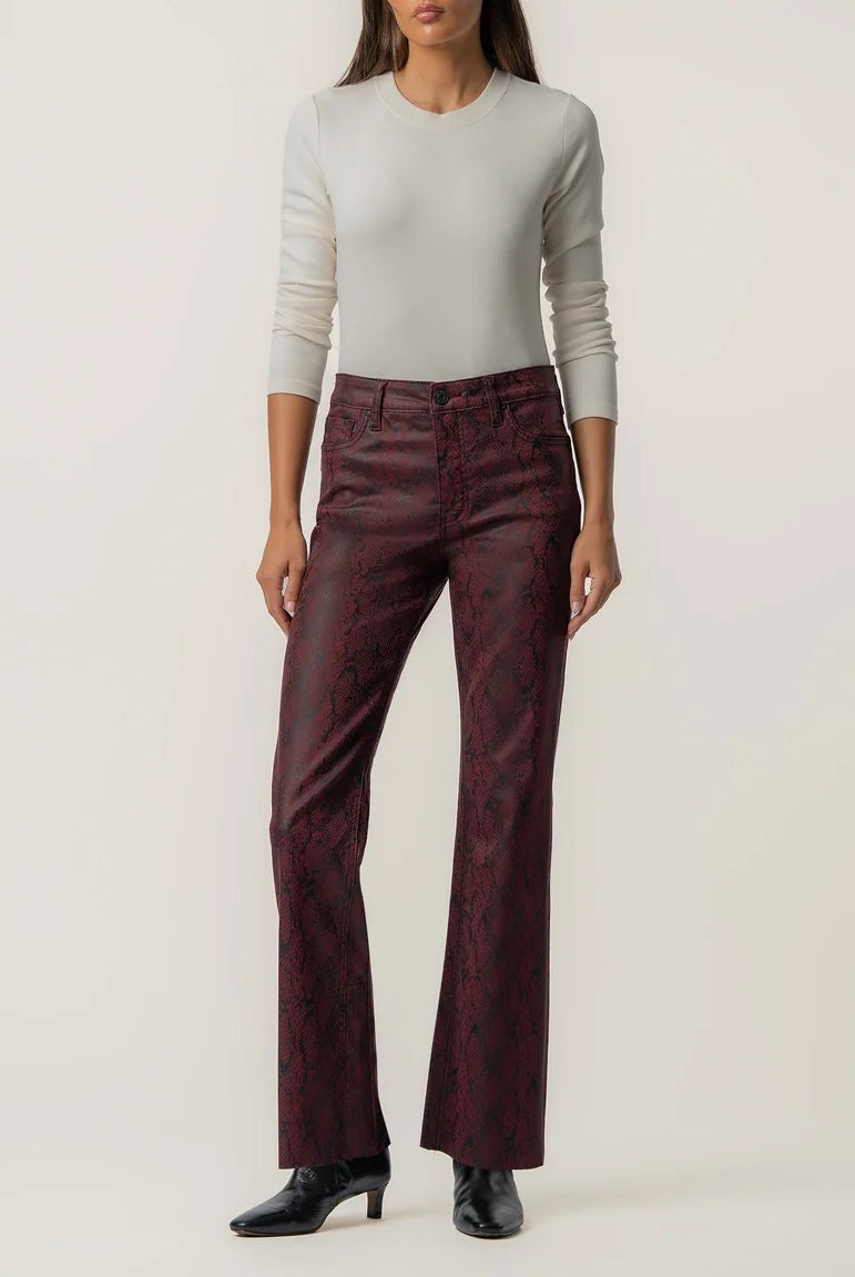 Kut from the Kloth Kelsey High Rise Fab Ab Ankle Flare Jeans in Burgundy-Jeans-Kut from the Kloth-Deja Nu Boutique, Women's Fashion Boutique in Lampasas, Texas
