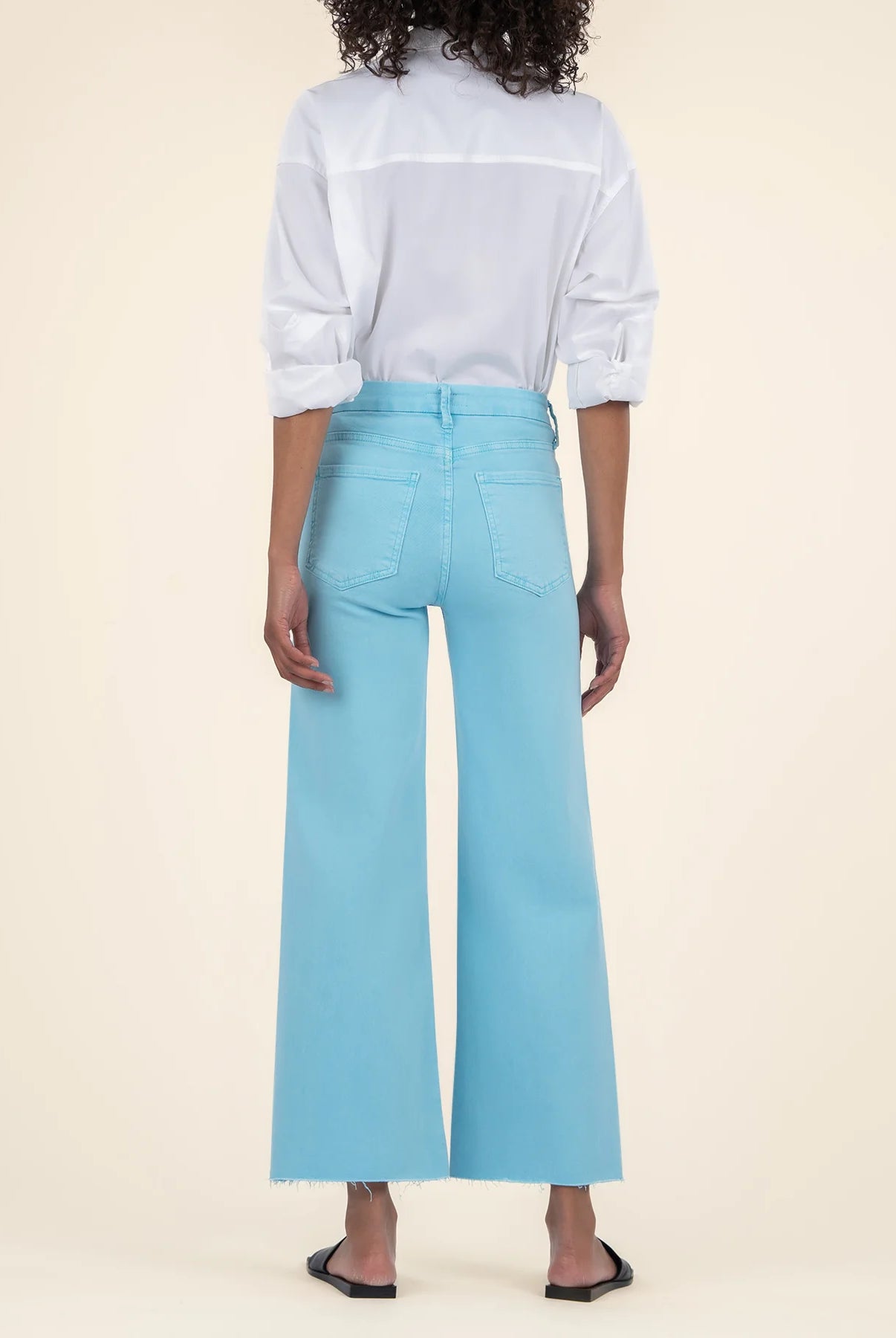Kut from the Kloth Meg High Rise Fab AB Wide Leg Raw Hem – Capri Blue-Jeans-Kut from the Kloth-Deja Nu Boutique, Women's Fashion Boutique in Lampasas, Texas