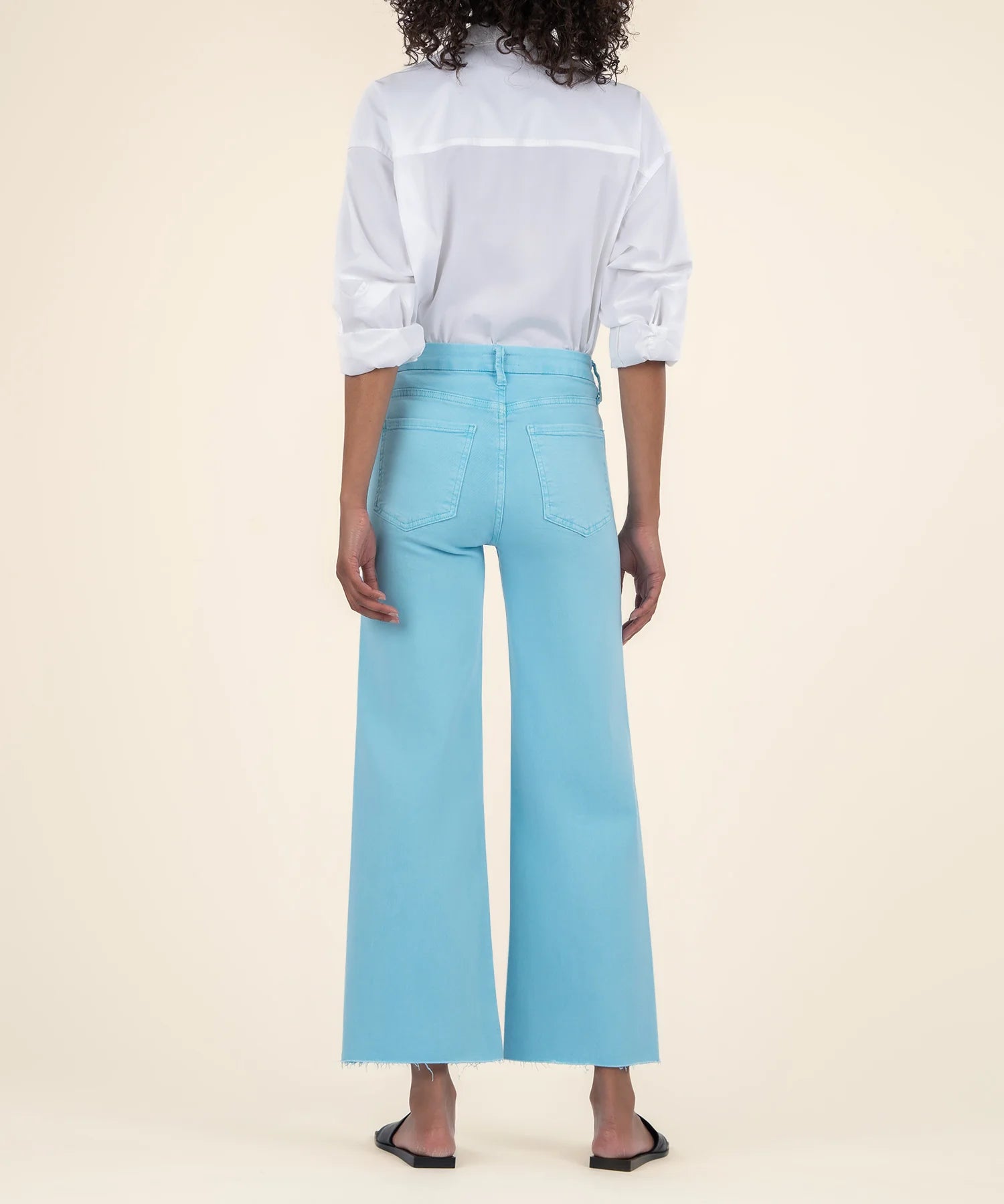 Kut from the Kloth Meg High Rise Fab AB Wide Leg Raw Hem – Capri Blue-Jeans-Kut from the Kloth-Deja Nu Boutique, Women's Fashion Boutique in Lampasas, Texas