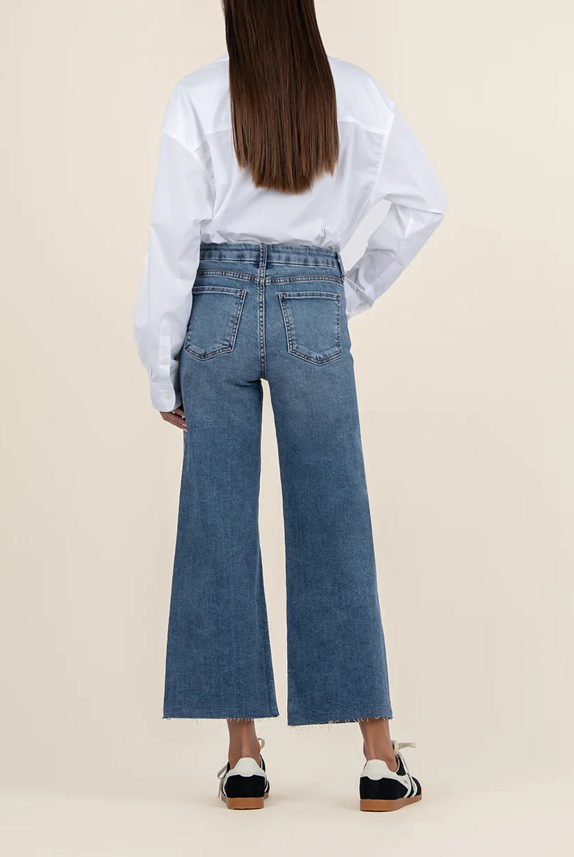 Kut from the Kloth Meg High Rise Fab AB Wide Leg Raw Hem In Gripping-Jeans-Kut from the Kloth-Deja Nu Boutique, Women's Fashion Boutique in Lampasas, Texas