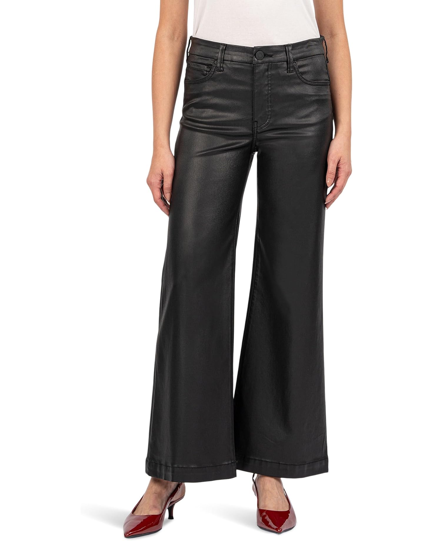 Kut from the Kloth Meg High Rise Fab Ab Wide Leg Jeans In Black Coated-Jeans-Kut from the Kloth-Deja Nu Boutique, Women's Fashion Boutique in Lampasas, Texas