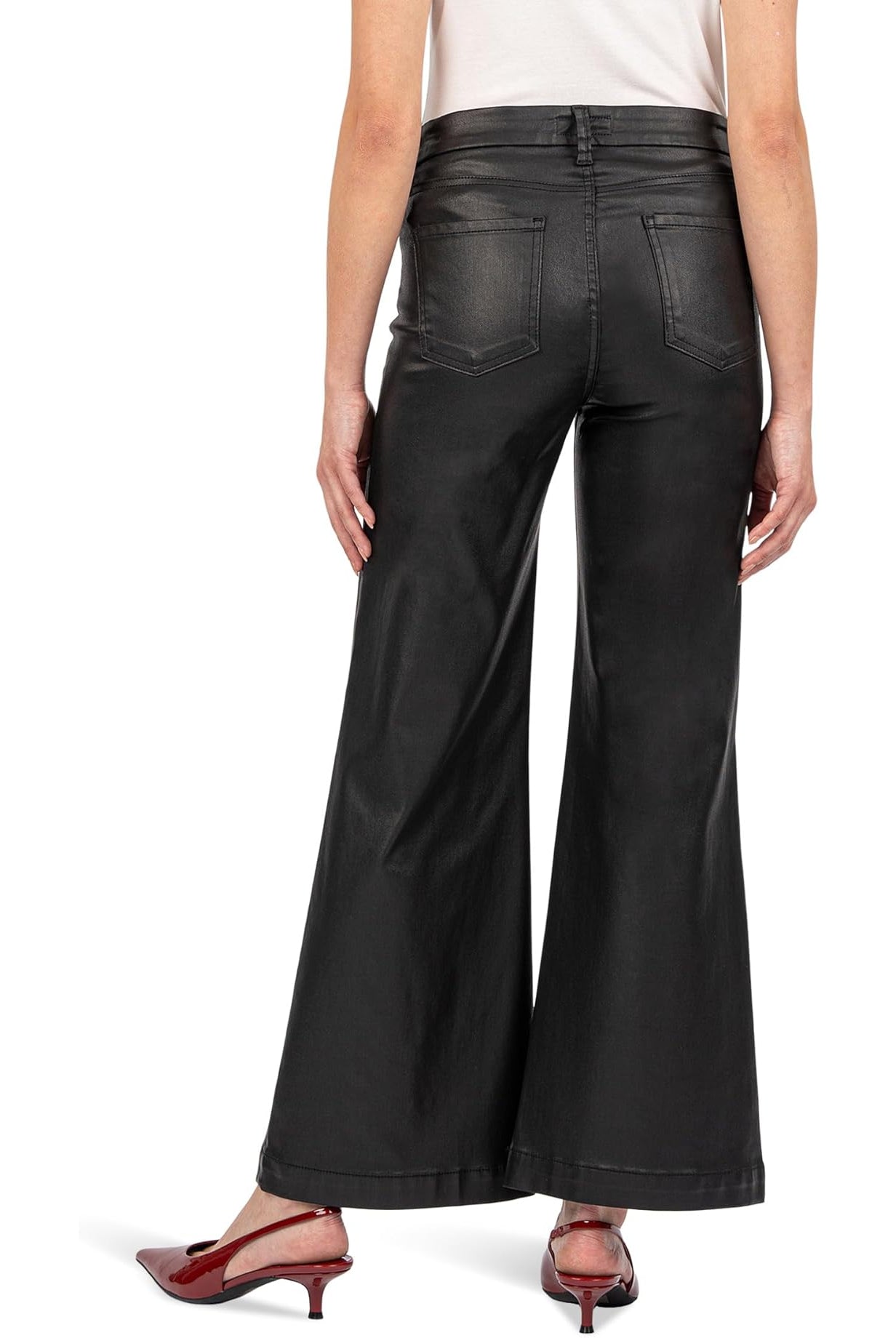 Kut from the Kloth Meg High Rise Fab Ab Wide Leg Jeans In Black Coated-Jeans-Kut from the Kloth-Deja Nu Boutique, Women's Fashion Boutique in Lampasas, Texas