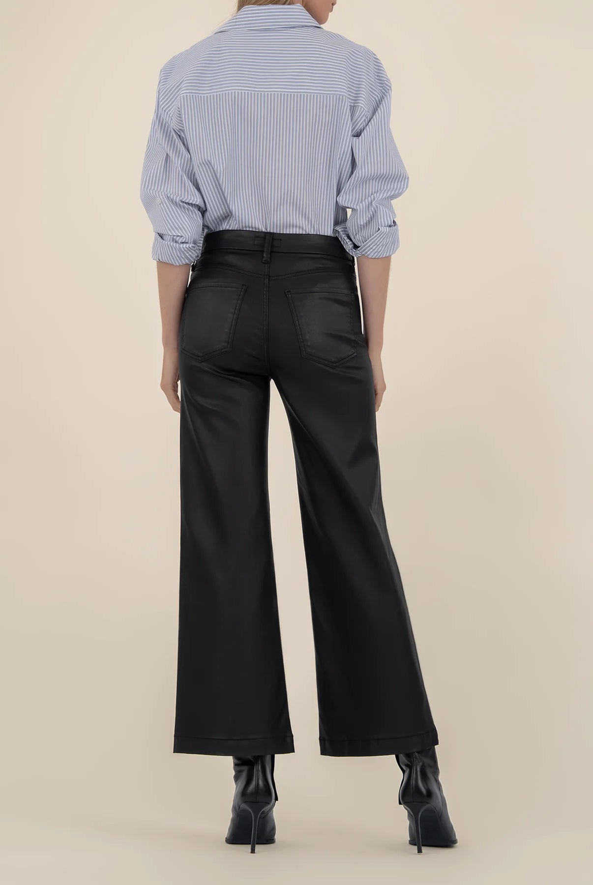 Kut from the Kloth Meg High Rise Fab Ab Wide Leg Jeans In Black Coated-Jeans-Kut from the Kloth-Deja Nu Boutique, Women's Fashion Boutique in Lampasas, Texas