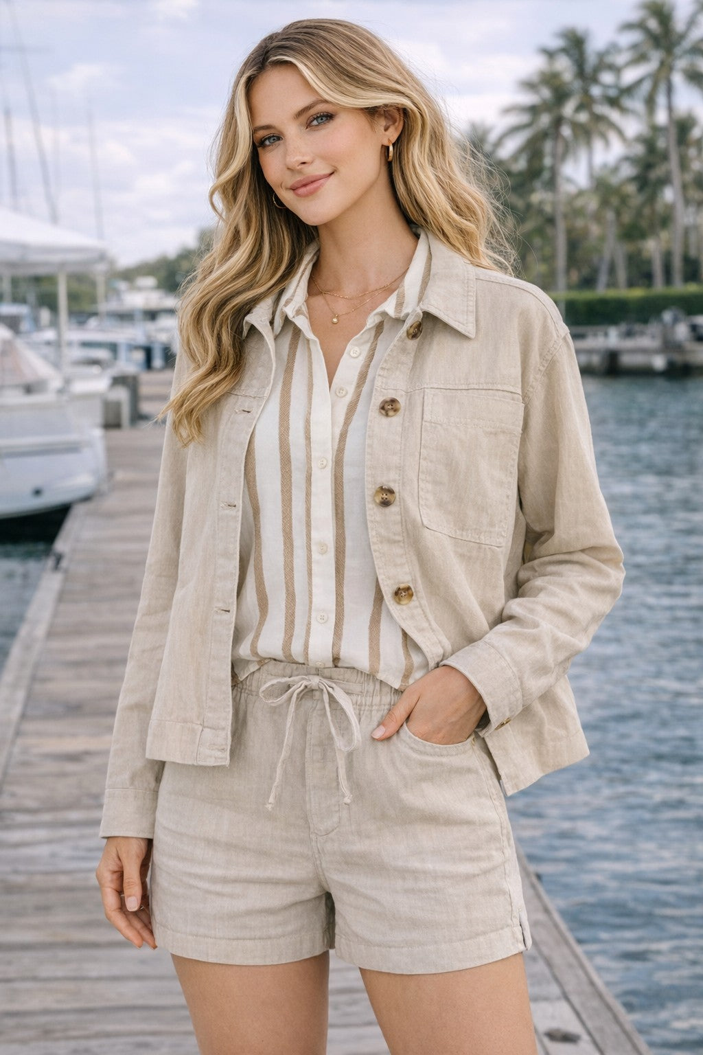 Kut from the Kloth Katie High Rise Linen Shorts – Sand-Shorts-Kut from the Kloth-Deja Nu Boutique, Women's Fashion Boutique in Lampasas, Texas