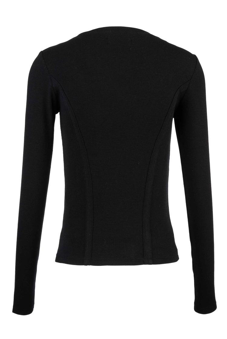 Kut from the Kloth Anahi Rib Knit Long Sleeve Top in Black-Tops-Kut from the Kloth-Deja Nu Boutique, Women's Fashion Boutique in Lampasas, Texas