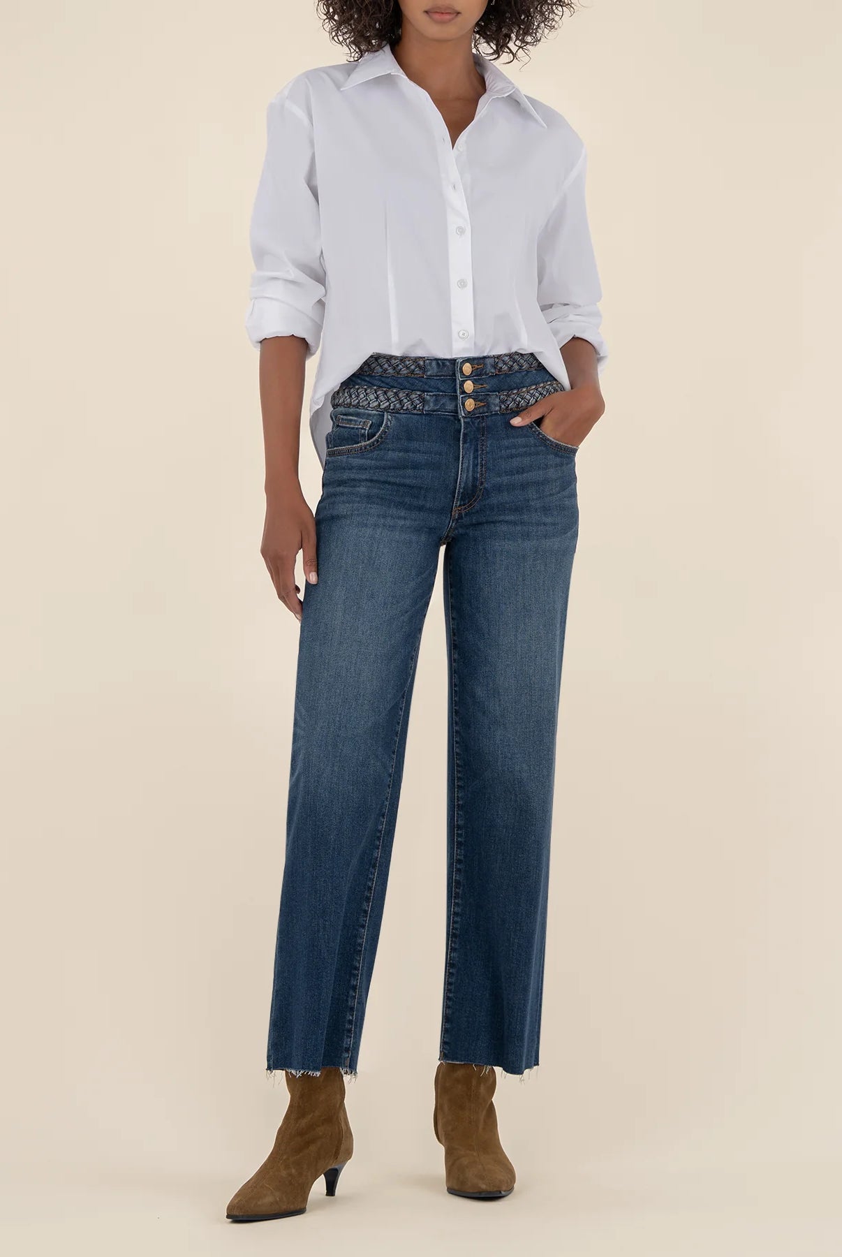 Kut from the Kloth Charlotte High Rise Braided Waistband-Jeans-Kut from the Kloth-Deja Nu Boutique, Women's Fashion Boutique in Lampasas, Texas