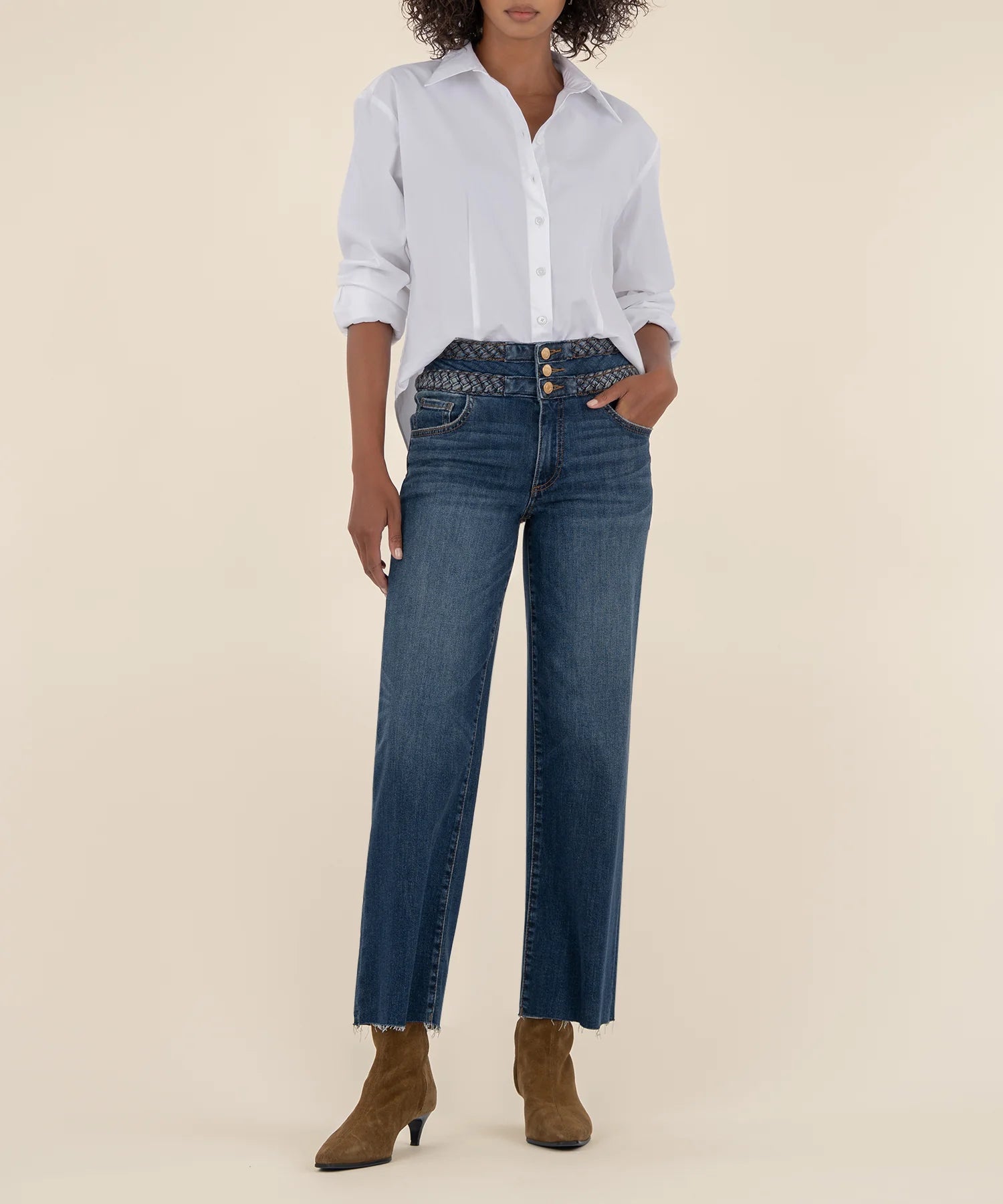Kut from the Kloth Charlotte High Rise Braided Waistband-Jeans-Kut from the Kloth-Deja Nu Boutique, Women's Fashion Boutique in Lampasas, Texas