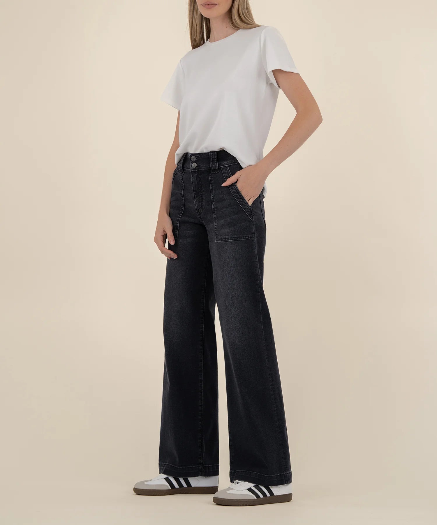 Kut from the Kloth Jodi High Rise Wide Leg Jeans in Aware Black Base-Jeans-Kut from the Kloth-Deja Nu Boutique, Women's Fashion Boutique in Lampasas, Texas