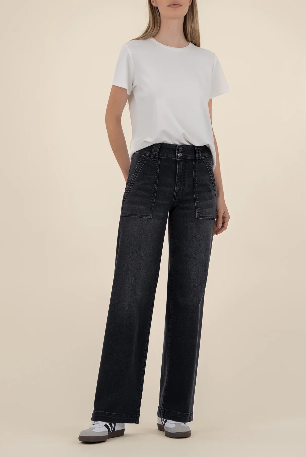 Kut from the Kloth Jodi High Rise Wide Leg Jeans in Aware Black Base-Jeans-Kut from the Kloth-Deja Nu Boutique, Women's Fashion Boutique in Lampasas, Texas