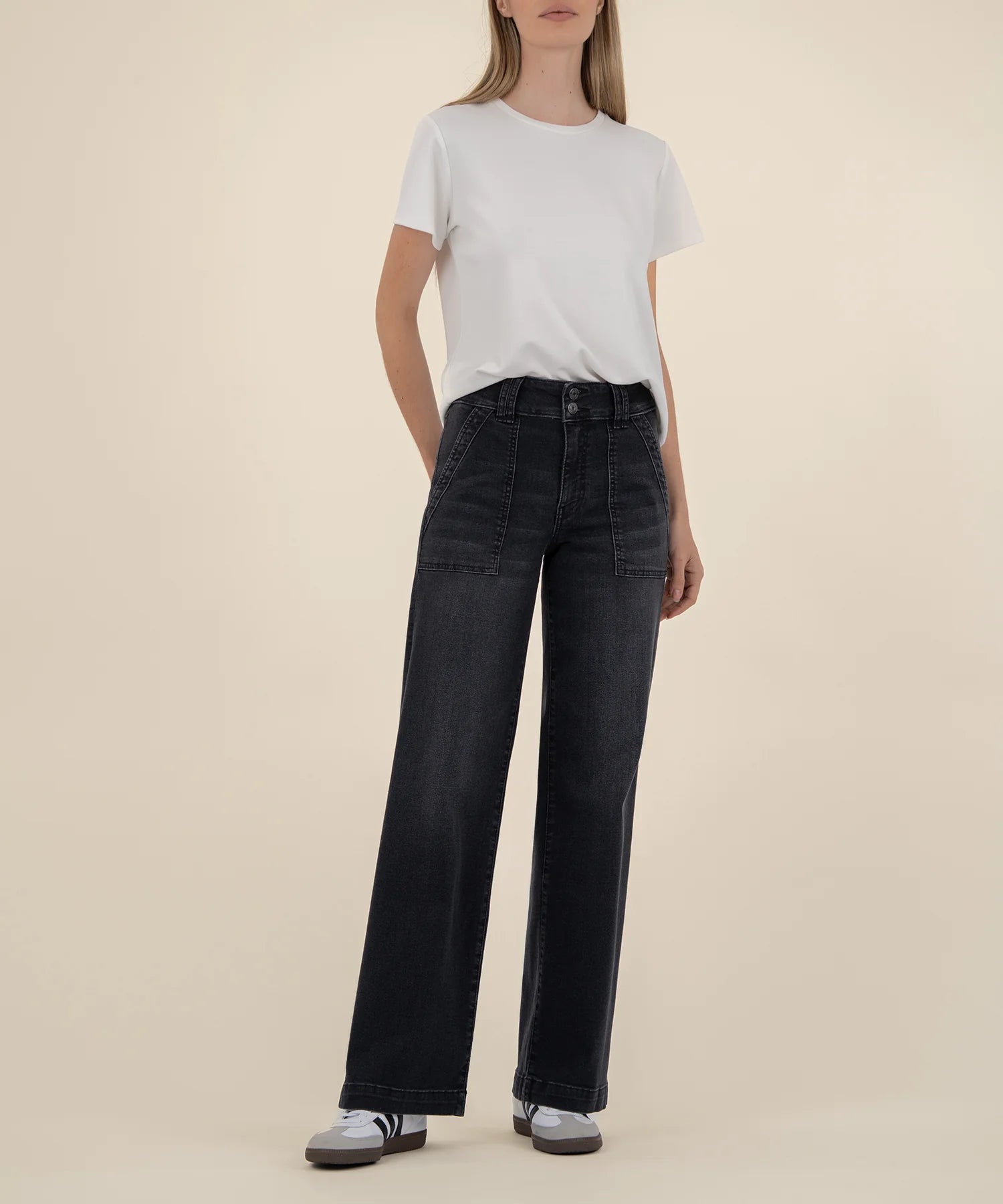 Kut from the Kloth Jodi High Rise Wide Leg Jeans in Aware Black Base-Jeans-Kut from the Kloth-Deja Nu Boutique, Women's Fashion Boutique in Lampasas, Texas