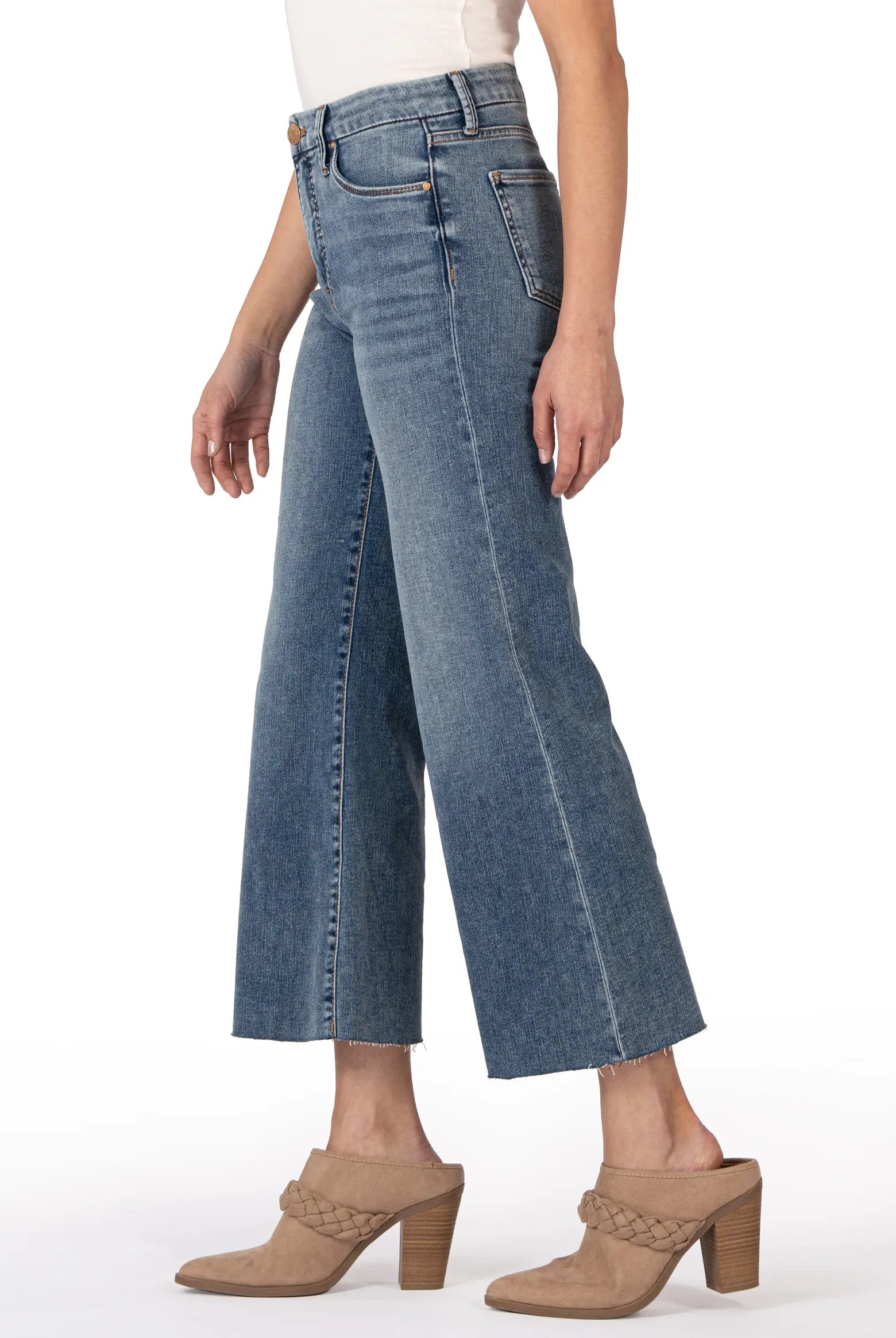 Kut from the Kloth Meg High Rise Fab AB Wide Leg Raw Hem In Gripping-Jeans-Kut from the Kloth-Deja Nu Boutique, Women's Fashion Boutique in Lampasas, Texas
