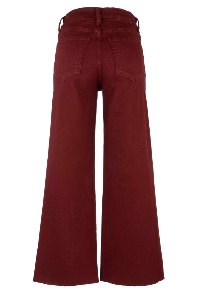 Kut from the Kloth Meg High Rise Fab Ab Wide Leg Raw Hem Jeans in Maroon-Bottoms-Kut from the Kloth-Deja Nu Boutique, Women's Fashion Boutique in Lampasas, Texas