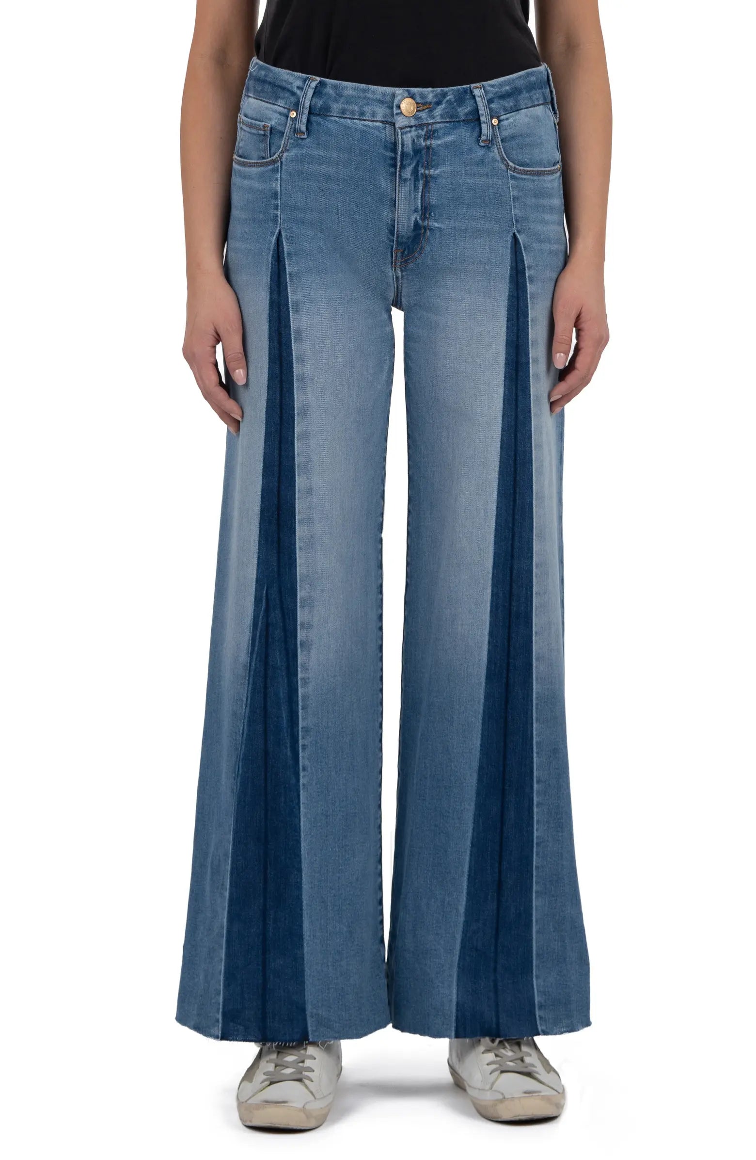 Kut from the Kloth Meg High Rise Pleated Wide Leg Jeans with Shadow Panels-Jeans-Kut from the Kloth-Deja Nu Boutique, Women's Fashion Boutique in Lampasas, Texas