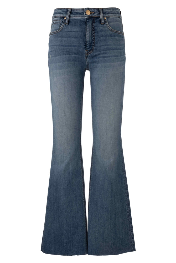 Kut from the Kloth Stella High Rise Fab Ab Flare Jeans with Raw Hem – Hardworking Wash-Jeans-Kut from the Kloth-Deja Nu Boutique, Women's Fashion Boutique in Lampasas, Texas