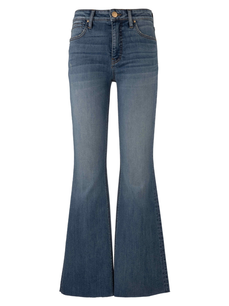 Kut from the Kloth Stella High Rise Fab Ab Flare Jeans with Raw Hem – Hardworking Wash-Jeans-Kut from the Kloth-Deja Nu Boutique, Women's Fashion Boutique in Lampasas, Texas