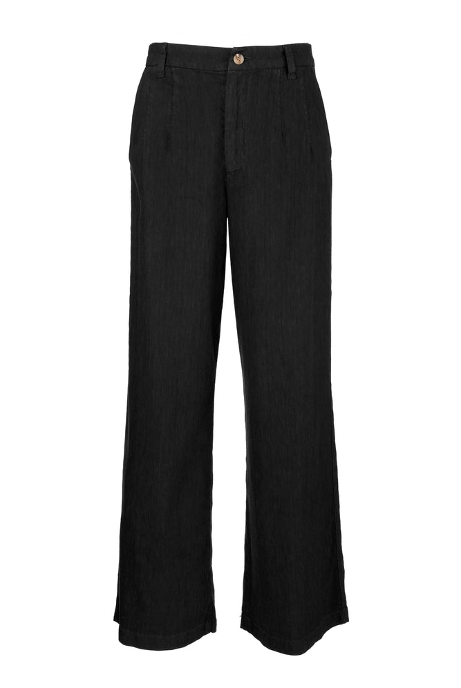 Kut from the Kloth Topaz High Rise Wide Leg Linen Pant with Porkchop Pockets in Black-Pants-Kut from the Kloth-Deja Nu Boutique, Women's Fashion Boutique in Lampasas, Texas