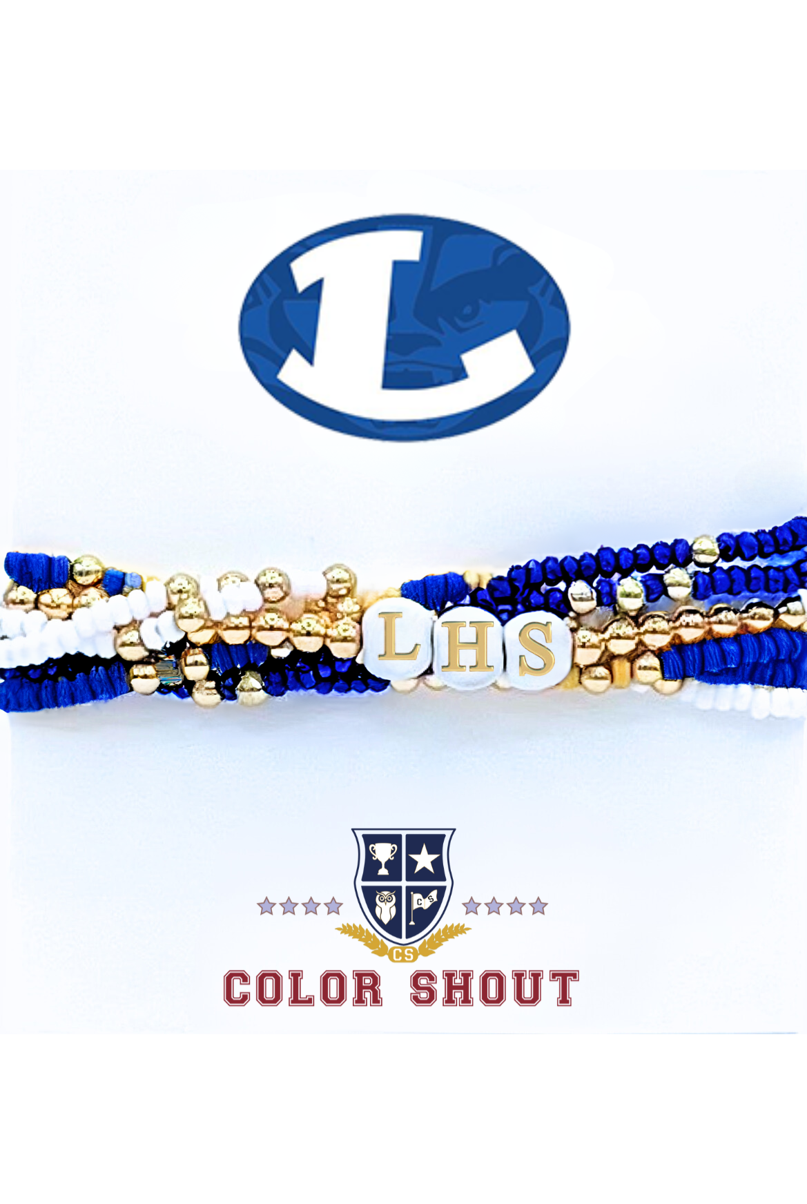LHS Game Day Royal Blue And White School Spirit: Set Of 6 Stretch Bracelets-Bracelets-Color Shout-Deja Nu Boutique, Women's Fashion Boutique in Lampasas, Texas