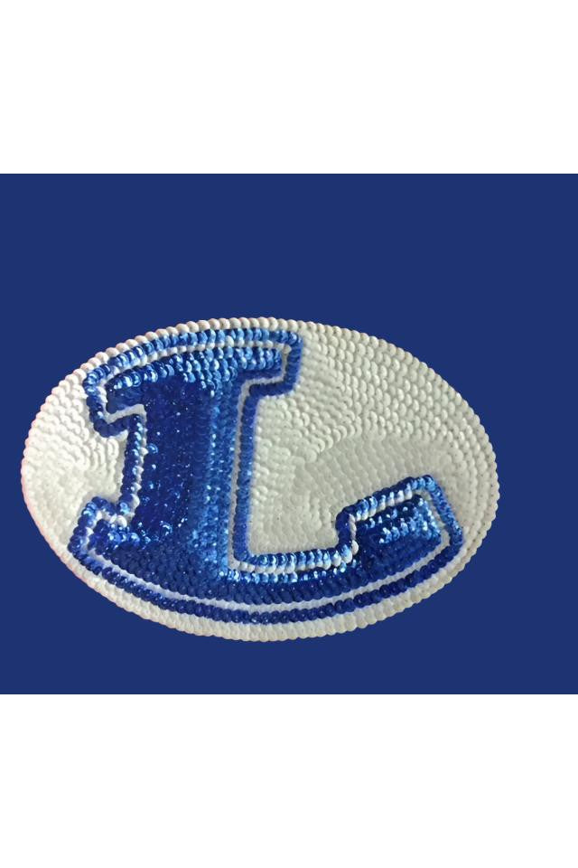 Lampasas School District Sequin Rocking “L” T-Shirt In Royal Blue-Tops-Bling a Gogo-Deja Nu Boutique, Women's Fashion Boutique in Lampasas, Texas