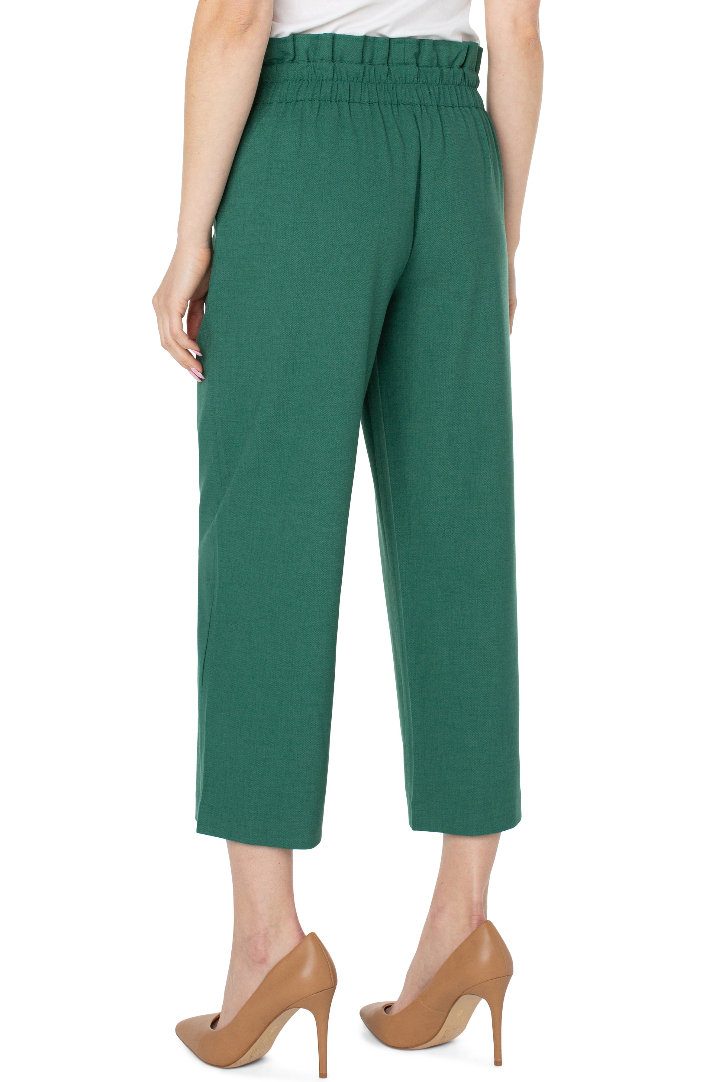 Liverpool Belted Paperbag High Waist Crop Wide Leg Pants In Serpentine-Pants-Liverpool-Deja Nu Boutique, Women's Fashion Boutique in Lampasas, Texas