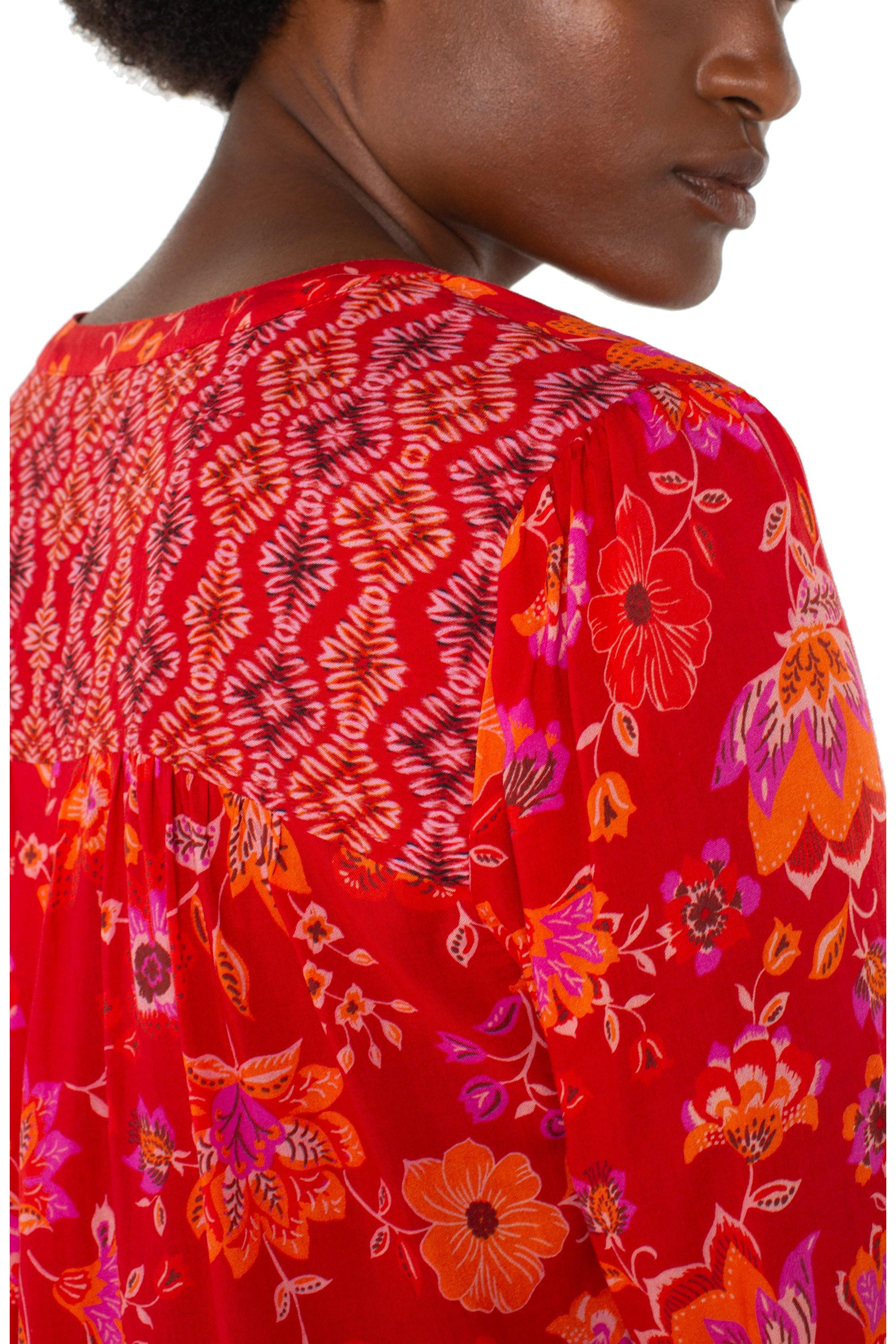 Liverpool Button Front Shirred Blouse-Tops-Liverpool-Deja Nu Boutique, Women's Fashion Boutique in Lampasas, Texas