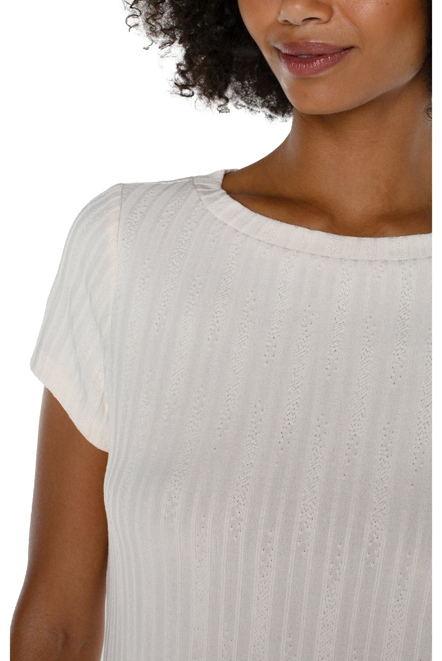 Liverpool Cap Sleeve Boat Neck Baby Tee In French Cream-Tops-Liverpool-Deja Nu Boutique, Women's Fashion Boutique in Lampasas, Texas