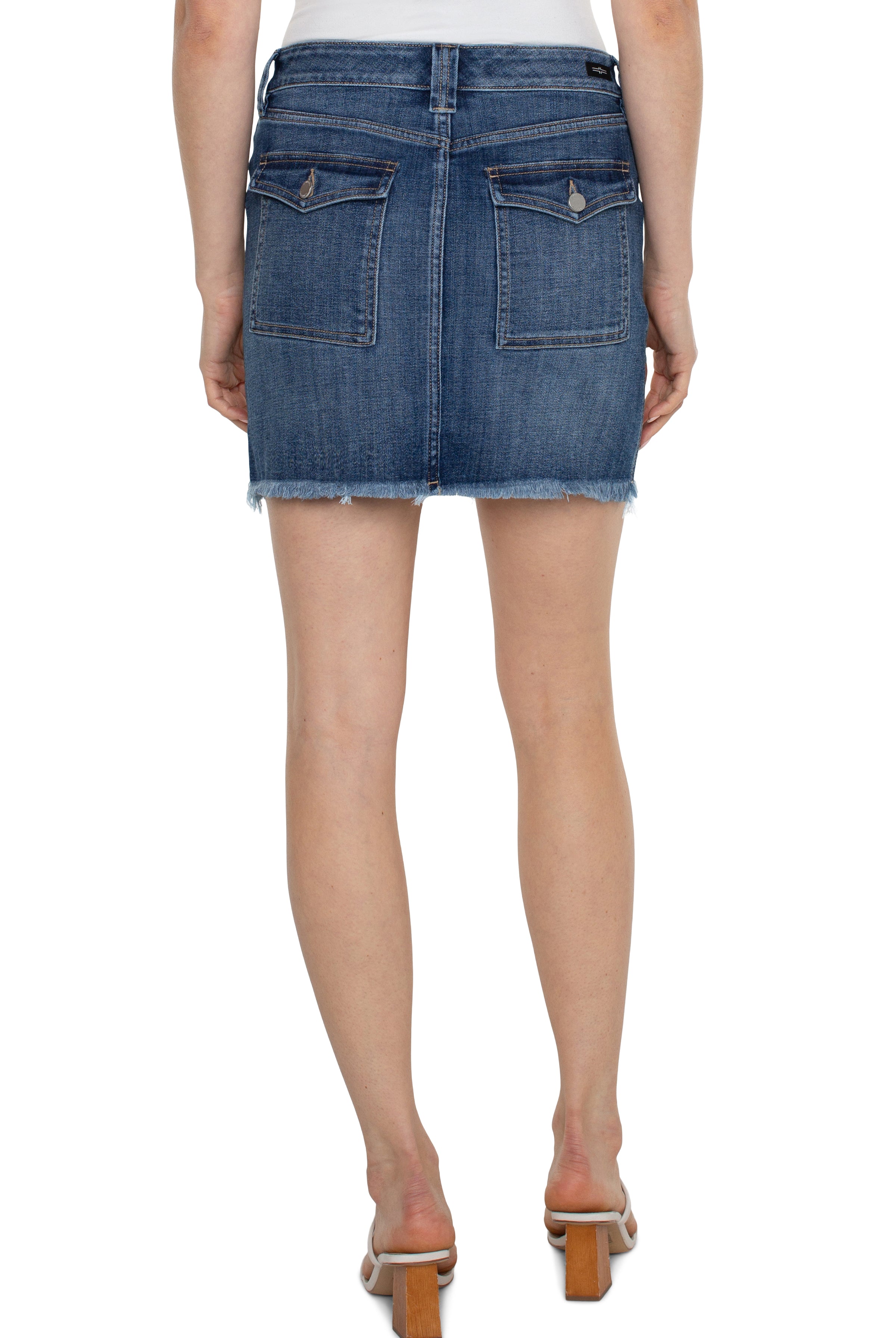 Liverpool Cargo Skirt With Fray Hem In State Street-Skirts-Liverpool-Deja Nu Boutique, Women's Fashion Boutique in Lampasas, Texas