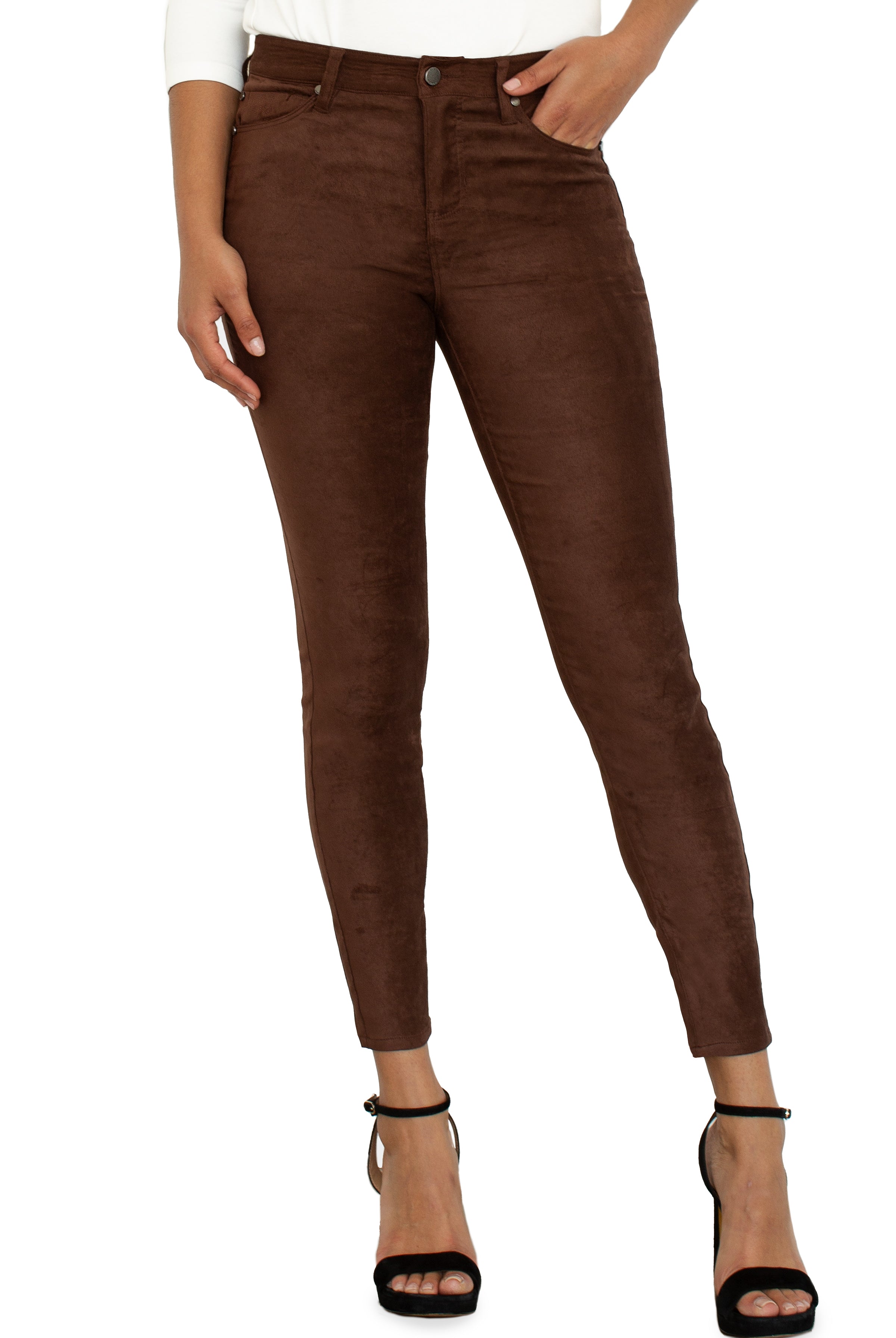Liverpool Faux Suede Abby Ankle Skinny 28in In Brownstone-Leggings-Liverpool-Deja Nu Boutique, Women's Fashion Boutique in Lampasas, Texas