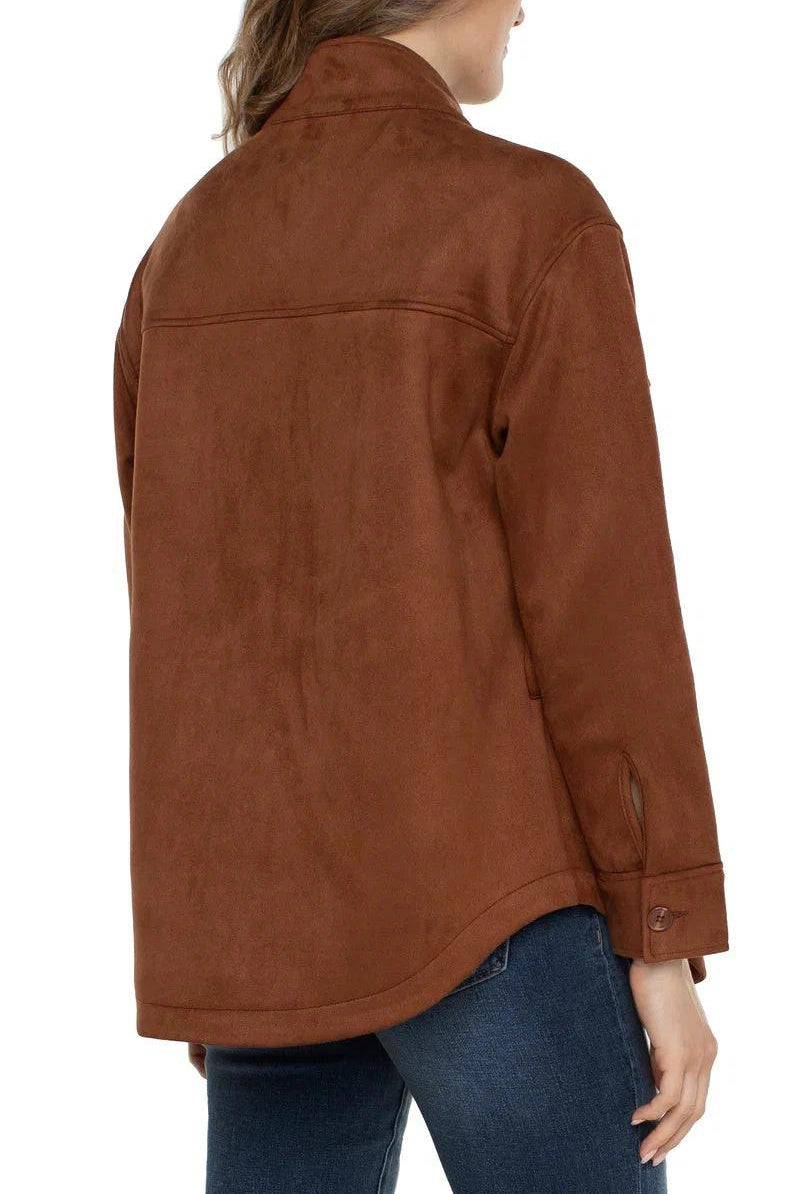 Liverpool Faux Suede Utility Jacket In Penny Brown-Jackets-Liverpool-Deja Nu Boutique, Women's Fashion Boutique in Lampasas, Texas